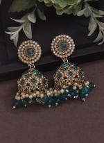     Teal Blue Party Wear Kundan Earrings KDE919TBLU